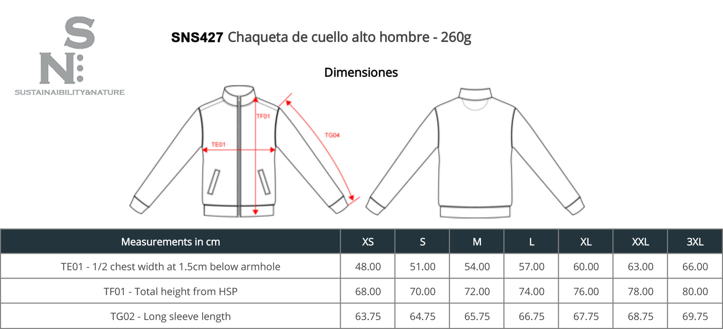 CHAQUETA DE CUELLO ALTO.HOMBRE - 260g